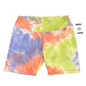 Vogo Athletica Women 2X Tie-Dye High-Waisted Bike Shorts Athleisure Stretch